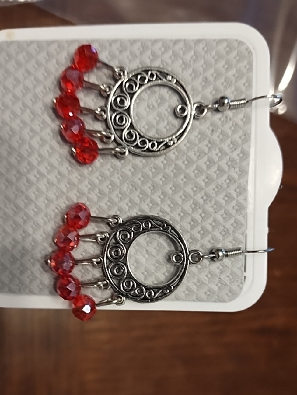 Red Crystal Dangle Hoop Earrings - Women Jewelry